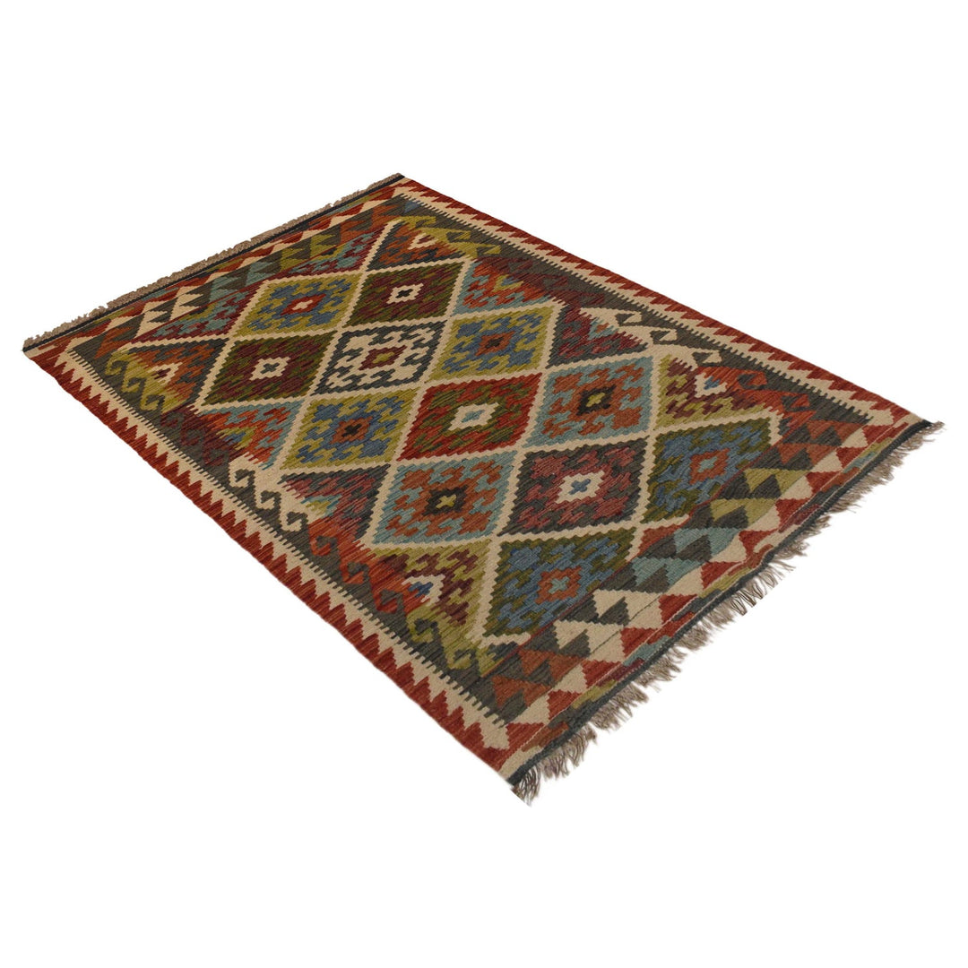 Hand Knotted Afghan Style Kilim 3' 3" x 5' 5" - No. AL92244