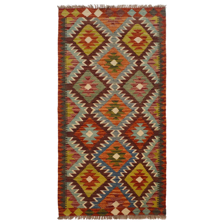 Hand Knotted Afghan Style Kilim Runner 2' 10"x 6' 1" - No. AL12857