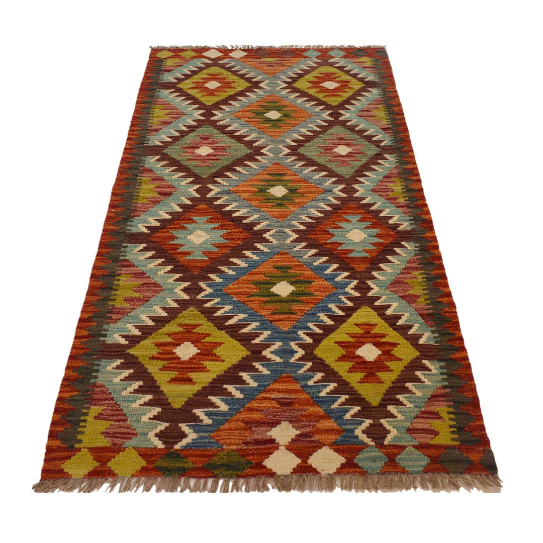 Hand Knotted Afghan Style Kilim Runner 2' 10"x 6' 1" - No. AL12857
