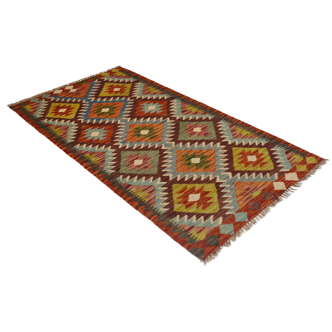 Hand Knotted Afghan Style Kilim Runner 2' 10"x 6' 1" - No. AL12857