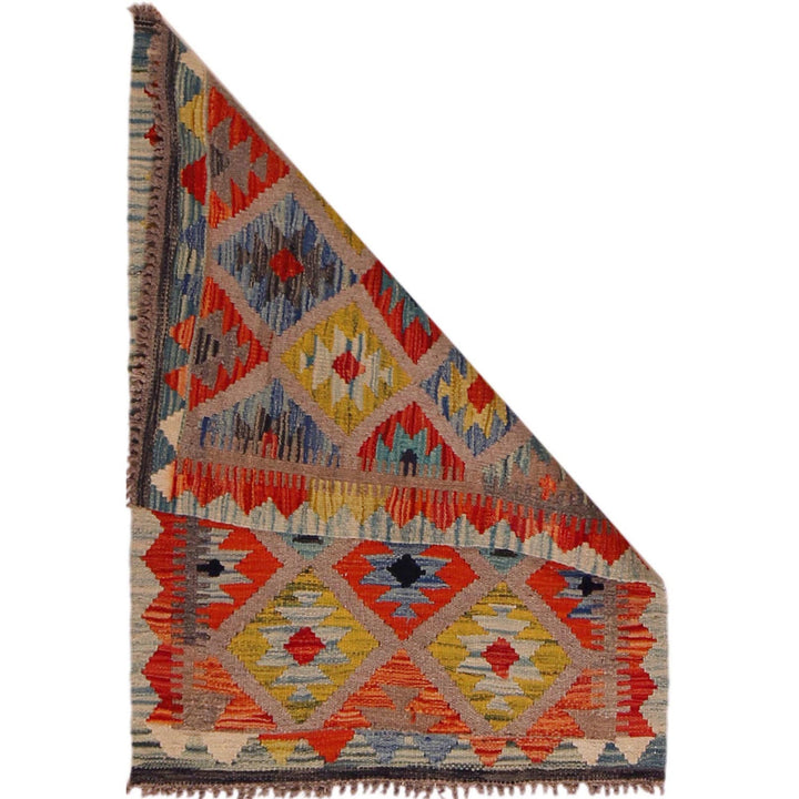 Hand Knotted Afghan Style Kilim 2' 5" x 3' 5" - No. AL53611