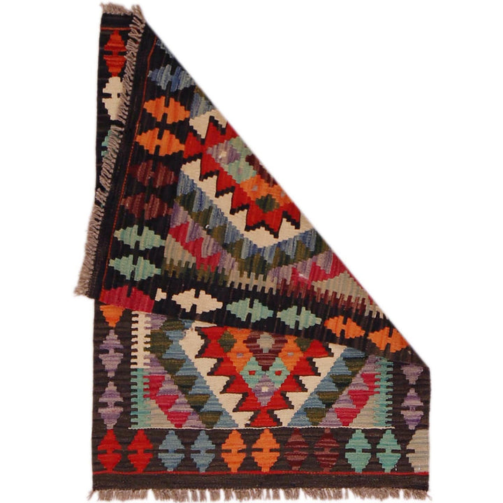 Multi Color ful Flat-Weave Wool Kilim 2' 0" x 2' 11" - No. AL70693