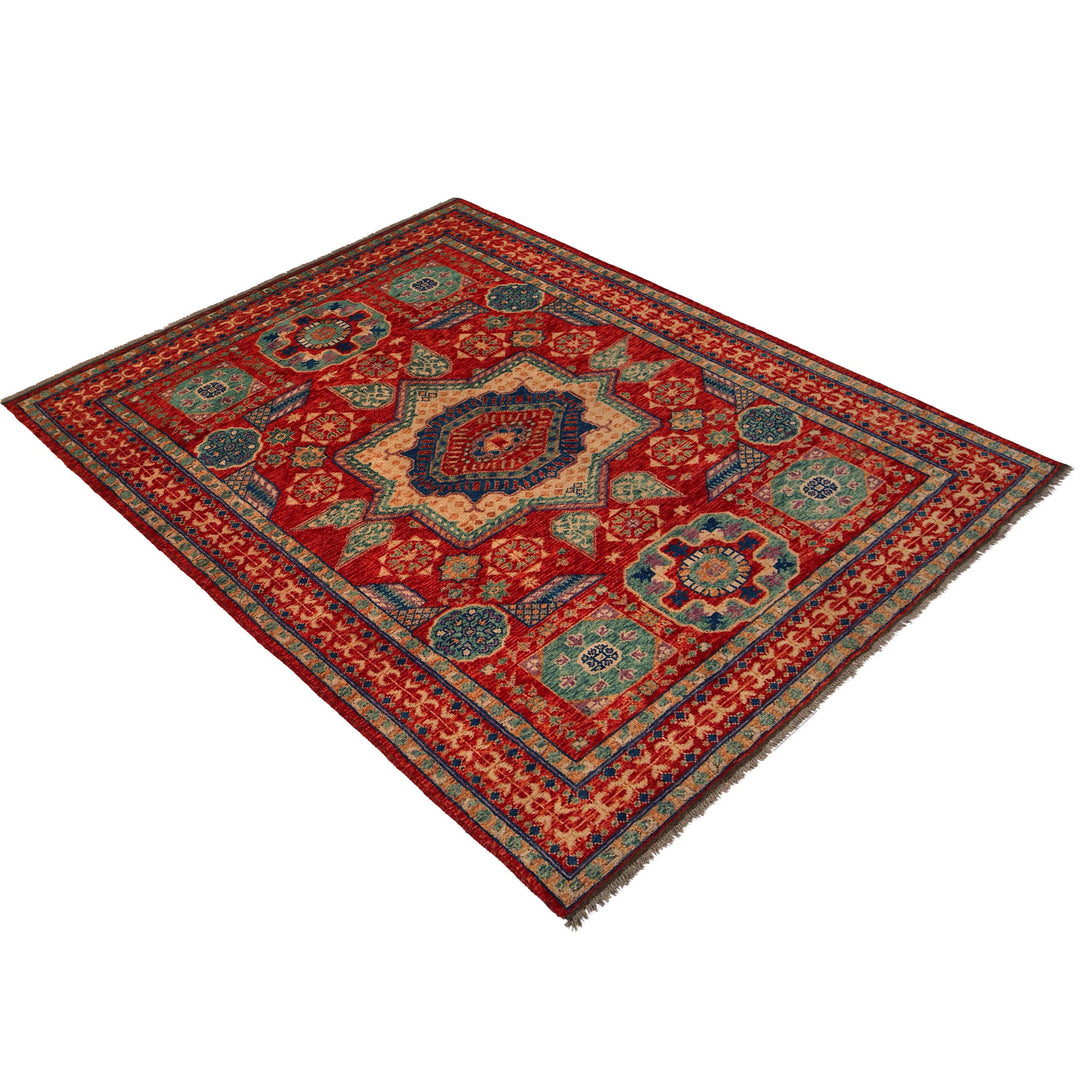 Red Afghan Shirazi Rug 6'7" x 9'7" Hand-Knotted view