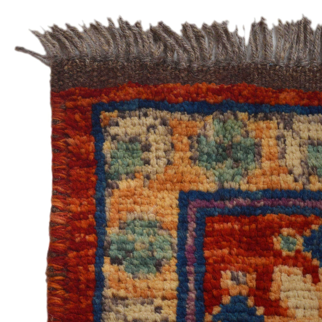 Red Afghan Shirazi Rug 6' 7" x 9' 7" Hand-Knotted pattern