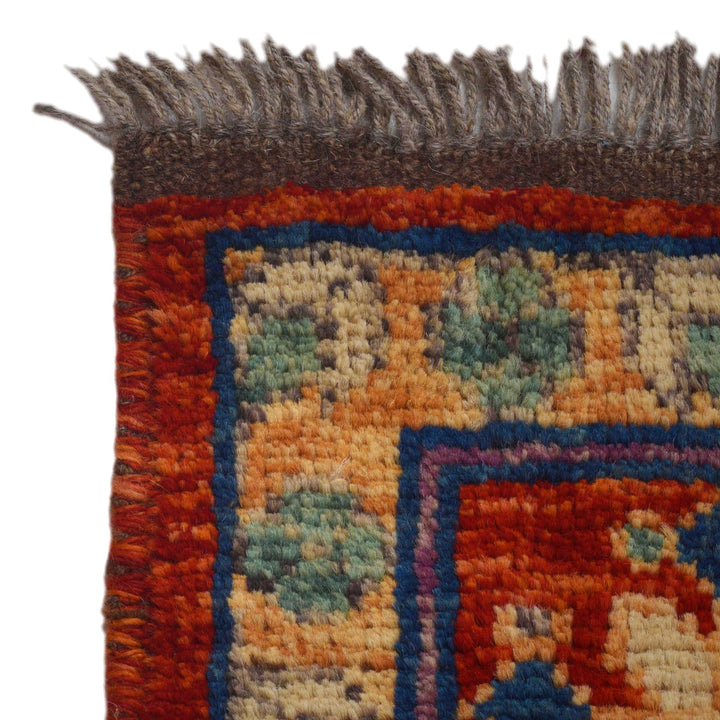 Red Afghan Shirazi Rug 6' 7" x 9' 7" Hand-Knotted pattern