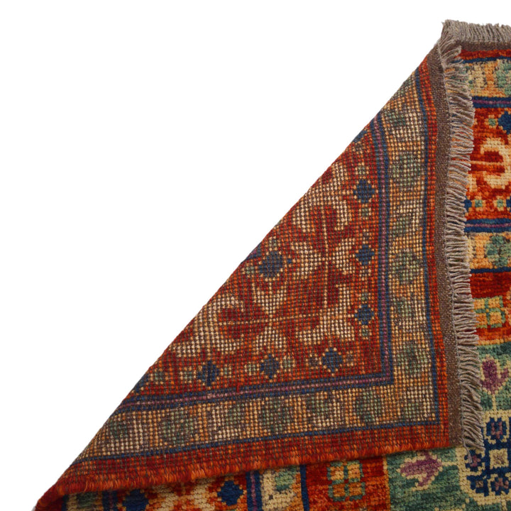 Red Afghan Shirazi Rug 6'7" x 9'7" Hand-Knotted field