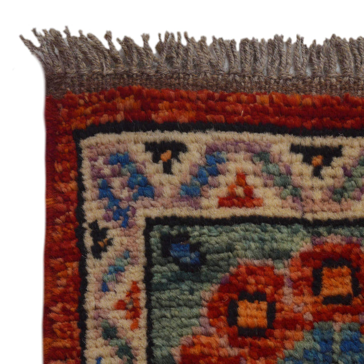 Red Afghan Shirazi Rug 6'5" x 9'6" Hand-Knotted pattern