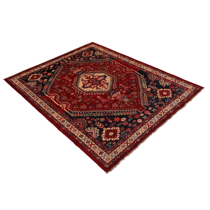 Red Afghan Shirazi Rug 6' 7" x 9' 4" Hand-Knotted view