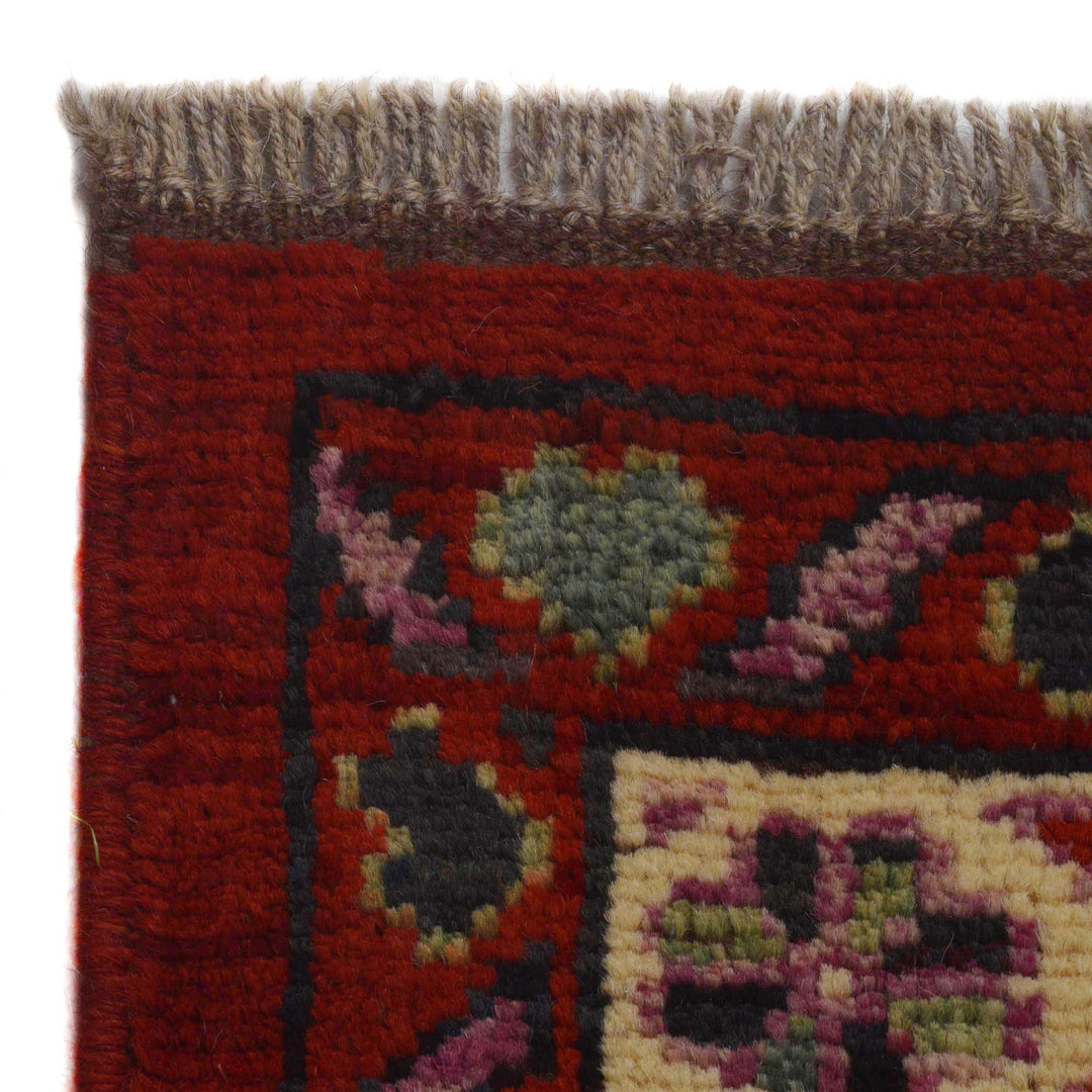 Red Afghan Shirazi Rug 6' 7" x 9' 4" Hand-Knotted pattern