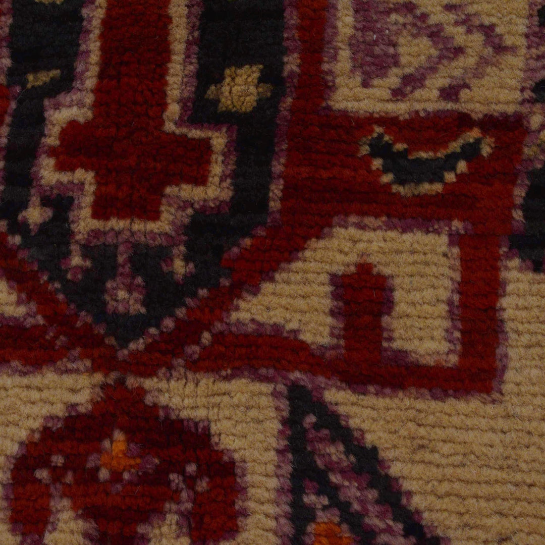 Red Afghan Shirazi Rug 6' 7" x 9' 4" Hand-Knotted border