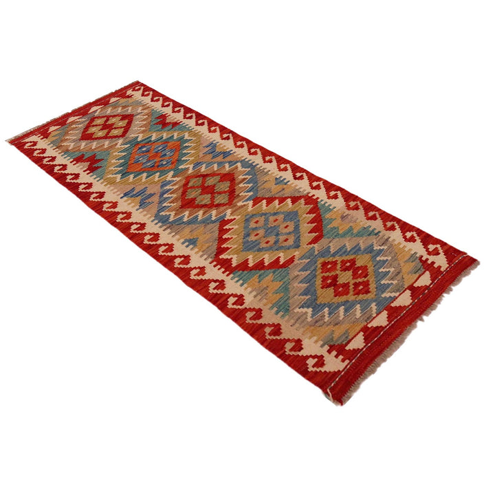 Multi Color ful Flat-Weave Wool Kilim Runner 1' 9" x 4' 11"  - No. AL29414
