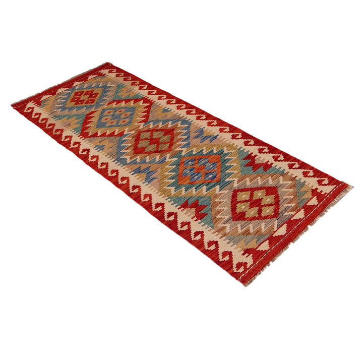 Multi Color ful Flat-Weave Wool Kilim Runner 1' 9" x 4' 11"  - No. AL29414