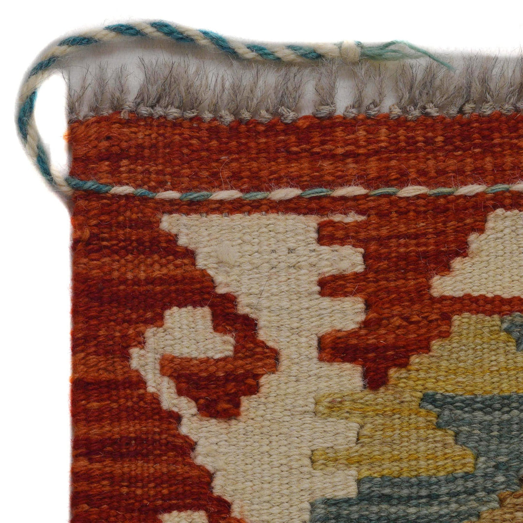 Multi Color ful Flat-Weave Wool Kilim Runner 1' 9" x 4' 11"  - No. AL29414