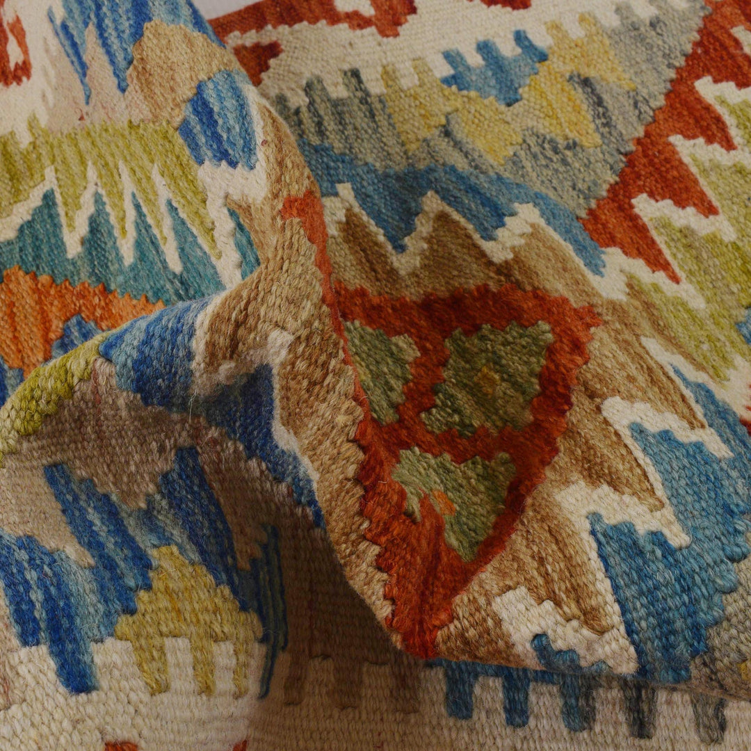 Multi Color ful Flat-Weave Wool Kilim Runner 1' 9" x 4' 11"  - No. AL29414