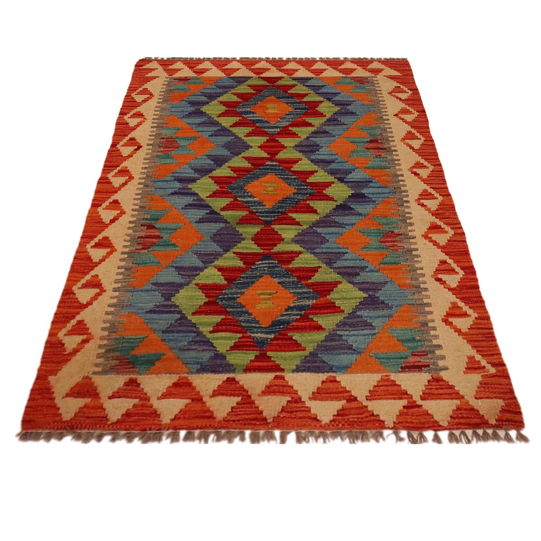 Multi Color ful Flat-Weave Wool Kilim 2' 9" x 4' 0" - No. AL41945