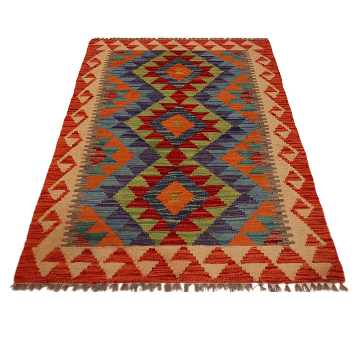 Multi Color ful Flat-Weave Wool Kilim 2' 9" x 4' 0" - No. AL41945