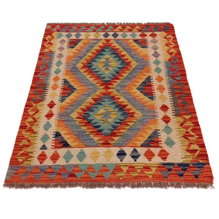 Afghan Kilim Rug 2' 10" x 3' 4" Flat-Weave detail