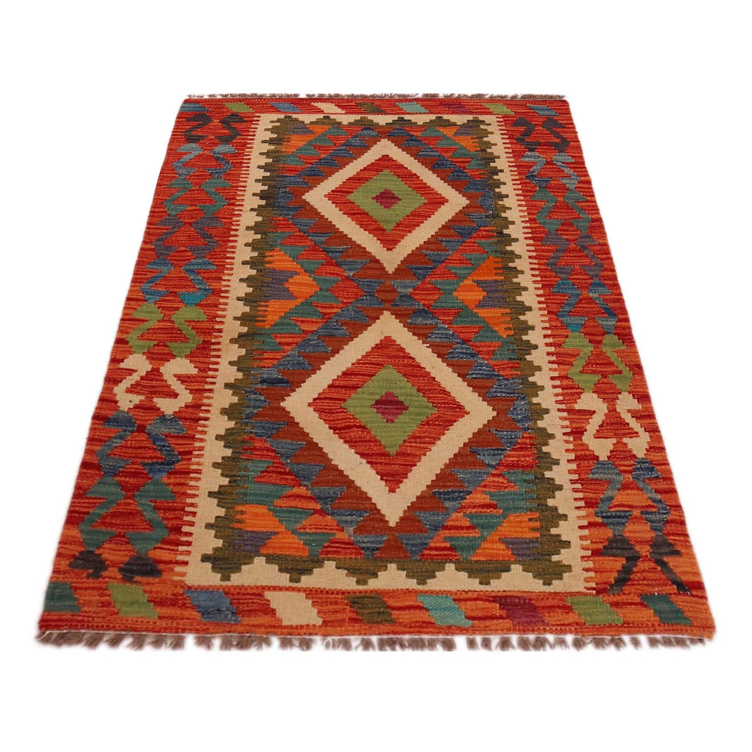 Multi Color ful Flat-Weave Wool Kilim 2' 9" x 4' 2" - No. AL18240