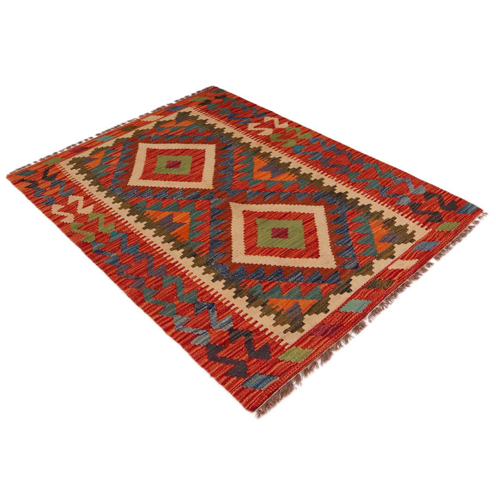 Multi Color ful Flat-Weave Wool Kilim 2' 9" x 4' 2" - No. AL18240