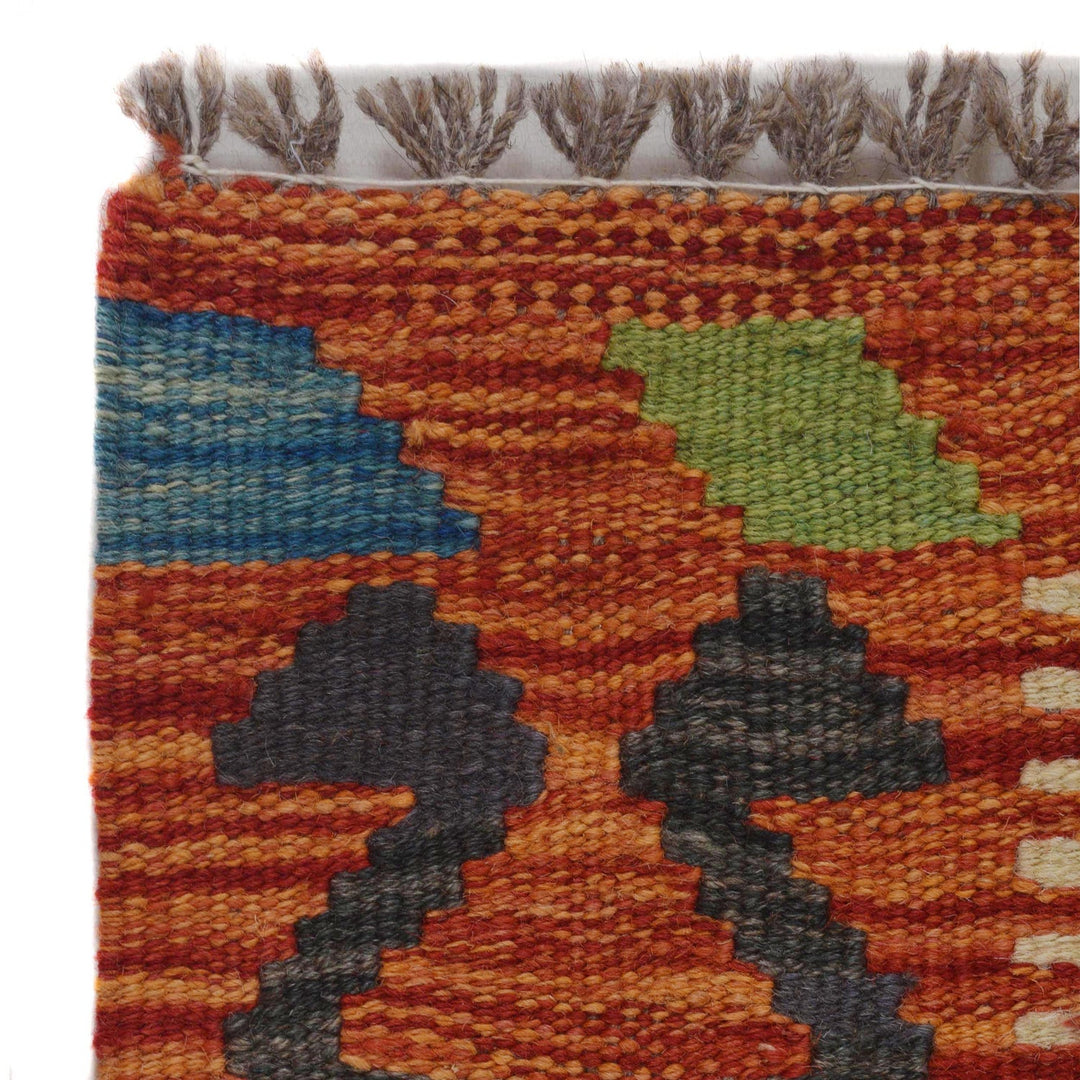 Multi Color ful Flat-Weave Wool Kilim 2' 9" x 4' 2" - No. AL18240