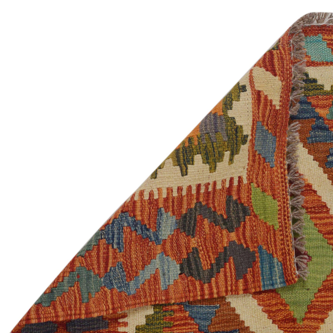 Multi Color ful Flat-Weave Wool Kilim 2' 9" x 4' 2" - No. AL18240