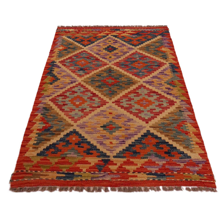 Multi Color ful Flat-Weave Wool Kilim 2' 7" x 4' 2" - No. AL64458