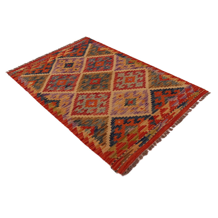 Multi Color ful Flat-Weave Wool Kilim 2' 7" x 4' 2" - No. AL64458