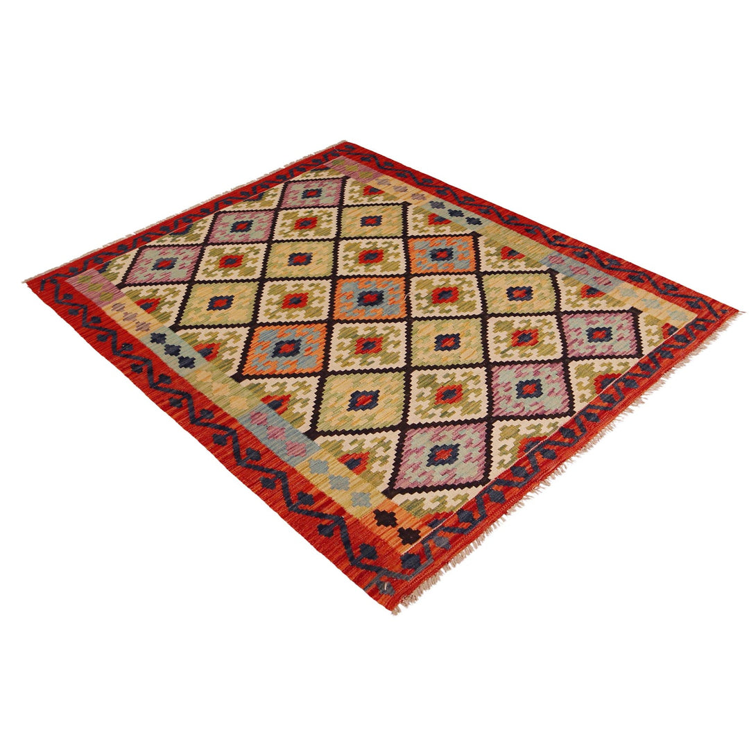 Hand Made Afghan Kilim 5' 1" x 6' 9" - No. AL69413