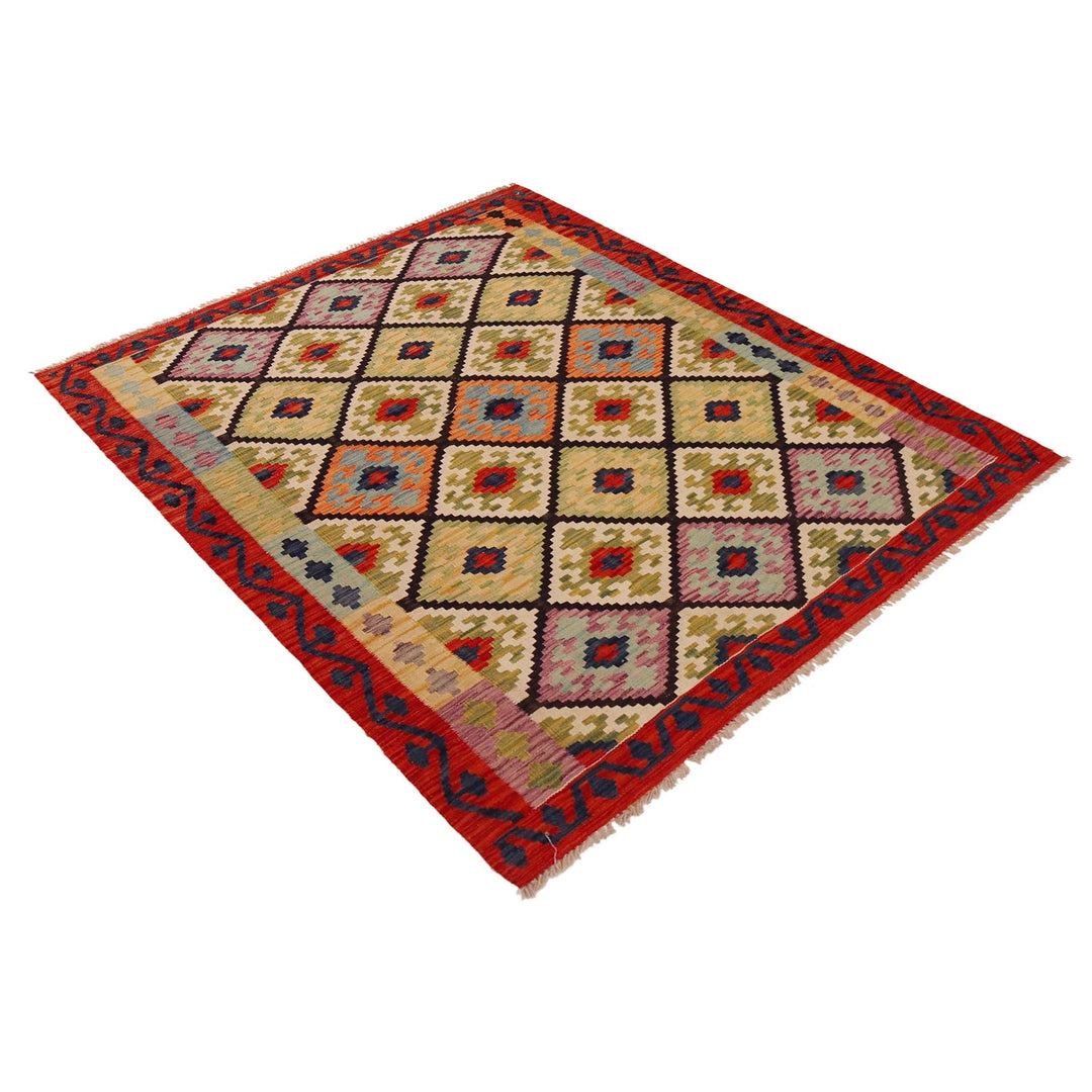 Hand Made Afghan Kilim 5' 1" x 6' 9" - No. AL69413