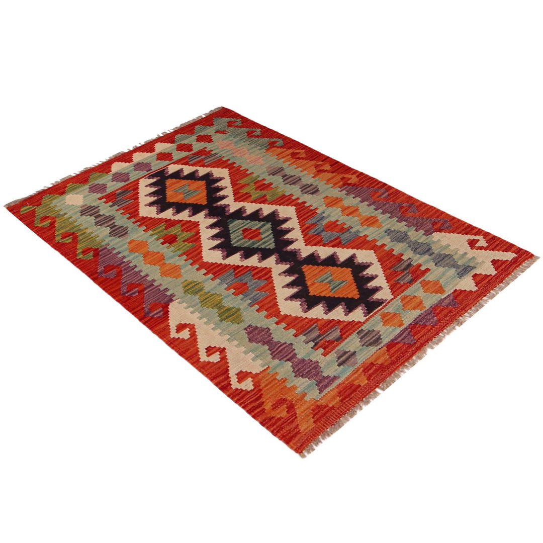 Hand Knotted Afghan Style Kilim 2' 6" x 4' 2" - No. AL75092