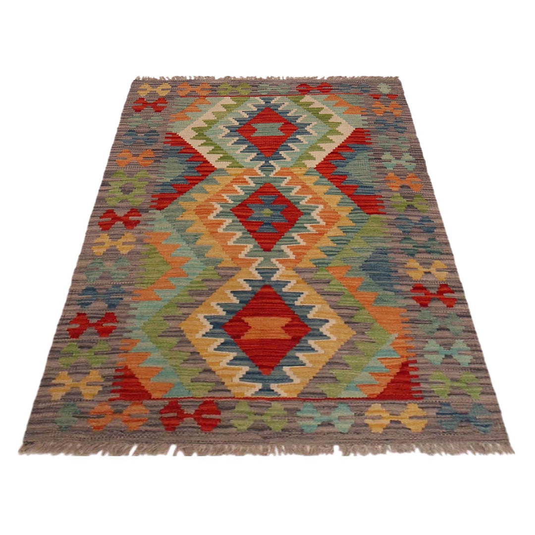 Multi Color ful Flat-Weave Wool Kilim 2' 9" x 4' 4" - No. AL30943