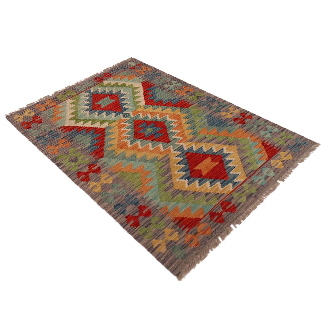 Multi Color ful Flat-Weave Wool Kilim 2' 9" x 4' 4" - No. AL30943