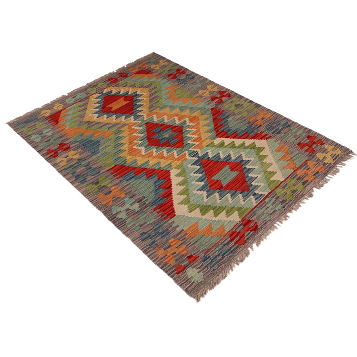 Multi Color ful Flat-Weave Wool Kilim 2' 9" x 4' 4" - No. AL30943