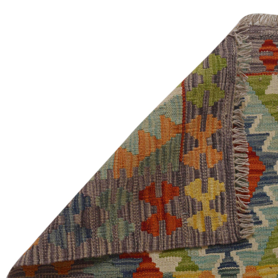 Multi Color ful Flat-Weave Wool Kilim 2' 9" x 4' 4" - No. AL30943