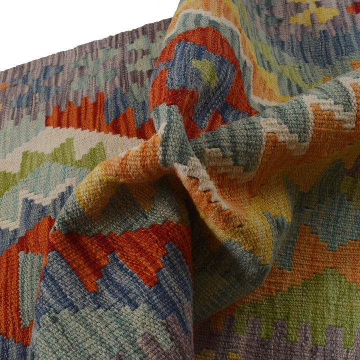 Multi Color ful Flat-Weave Wool Kilim 2' 9" x 4' 4" - No. AL30943
