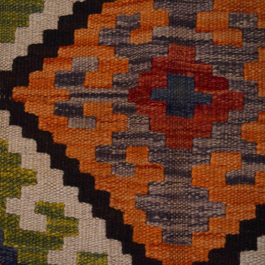 Multi Color ful Flat-Weave Wool Kilim 5' 0" x 6' 10" - No. AL14021