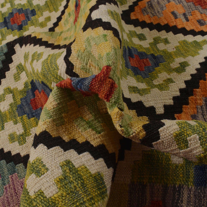 Multi Color ful Flat-Weave Wool Kilim 5' 0" x 6' 10" - No. AL14021