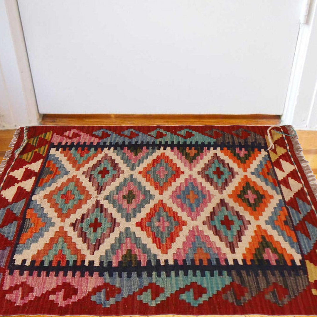 Hand Woven Wool Kelim 2' 2" x 2' 11" - No. AL30178