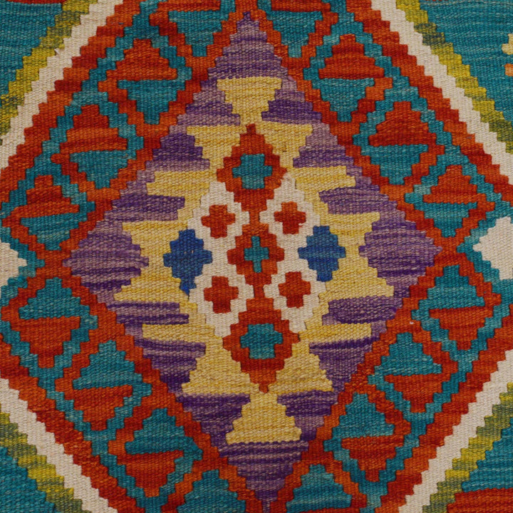 Multi Color ful Flat-Weave Wool Kilim 4' 0" x 5' 7" - No. AL70941