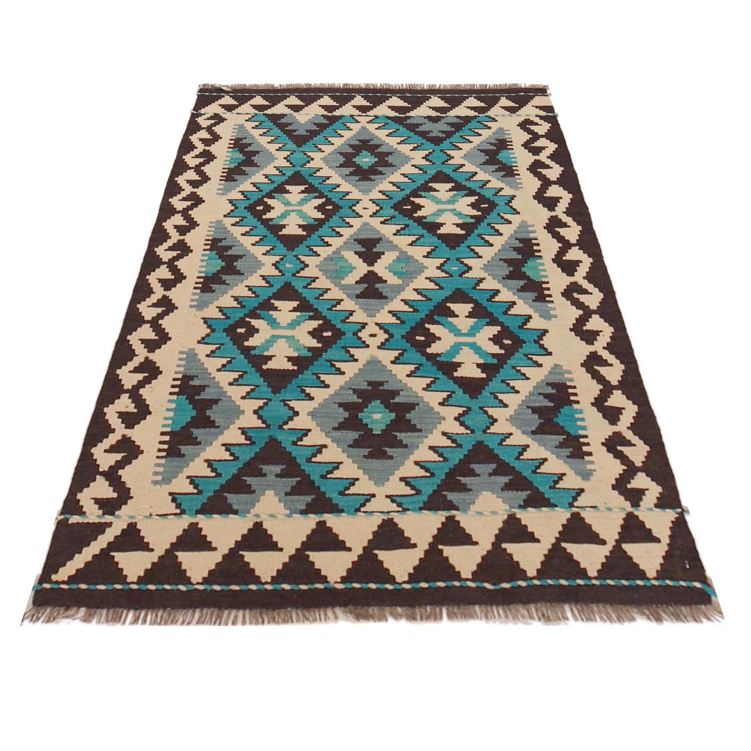 Afghan Vegetable Kilim Rug 2' 10" x 4' 5" Flat-Weave detail