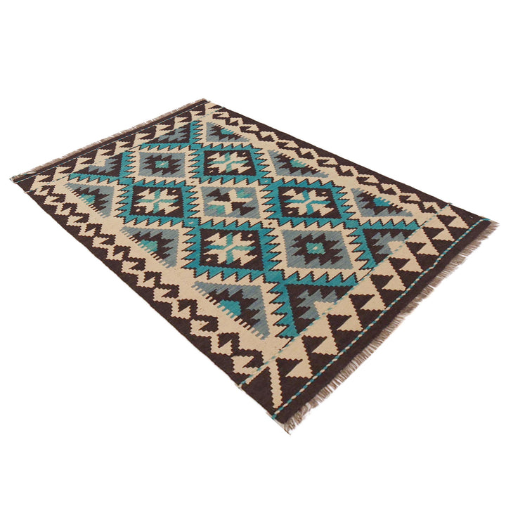 Afghan Vegetable Kilim Rug 2' 10" x 4' 5" Flat-Weave view