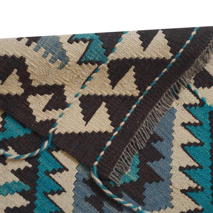 Afghan Vegetable Kilim Rug 2' 10" x 4' 5" Flat-Weave field