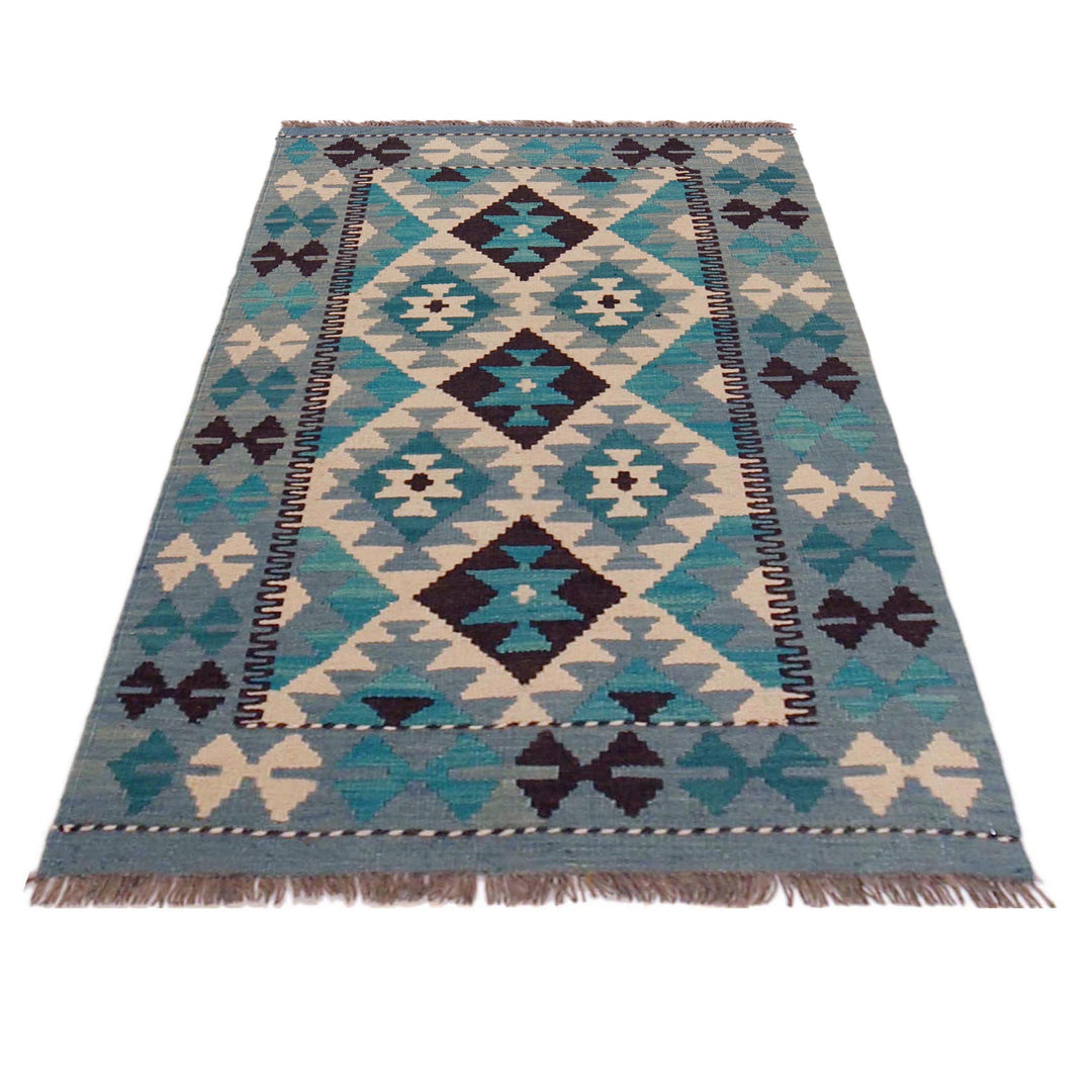 Afghan Kilim Rug 2' 7" x 4' 2" Flat-Weave detail