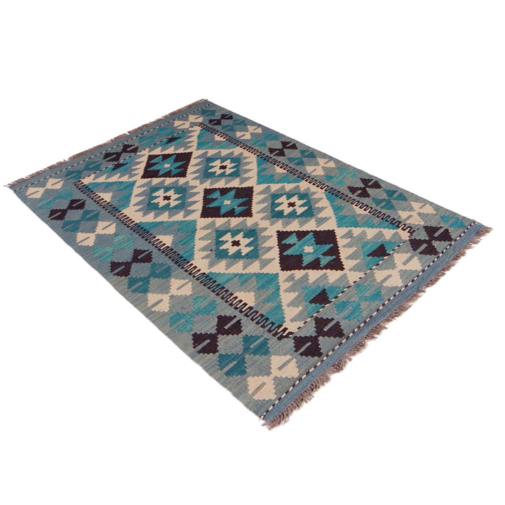 Afghan Kilim Rug 2' 7" x 4' 2" Flat-Weave close-up