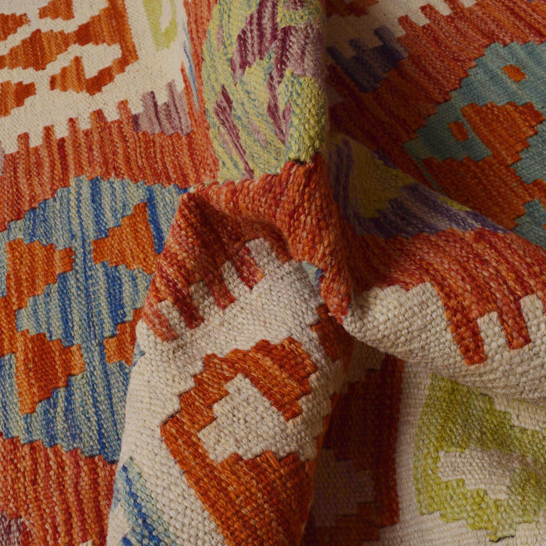 Afghan Vegetable Kelim Runner 2' 10" x 12' 9" Flat-Weave reverse