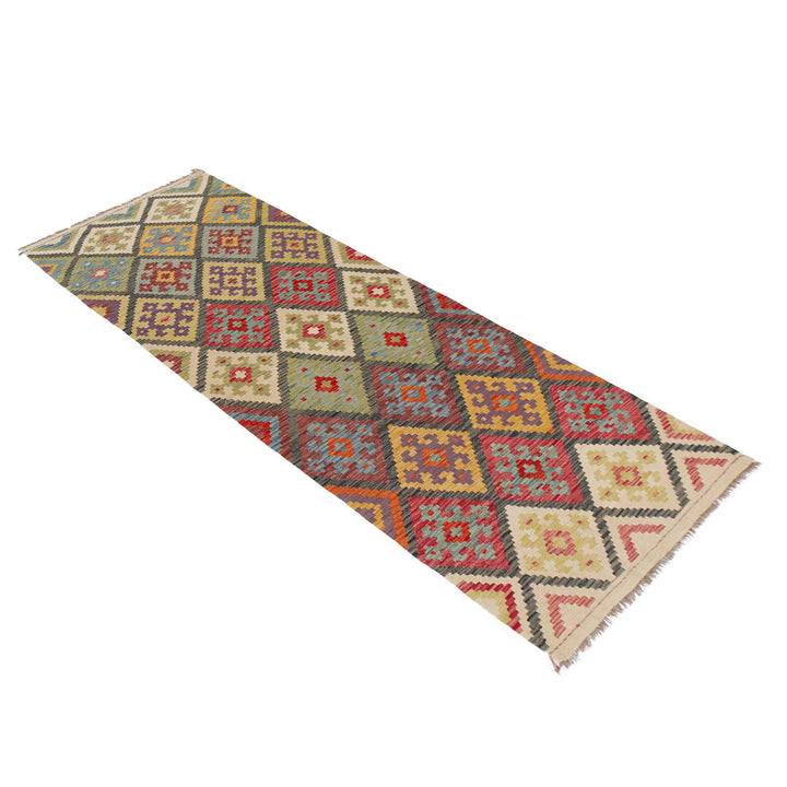 Multi Color ful Flat-Weave Wool Kilim Runner 2' 11" x 9' 8" - No. AL10999