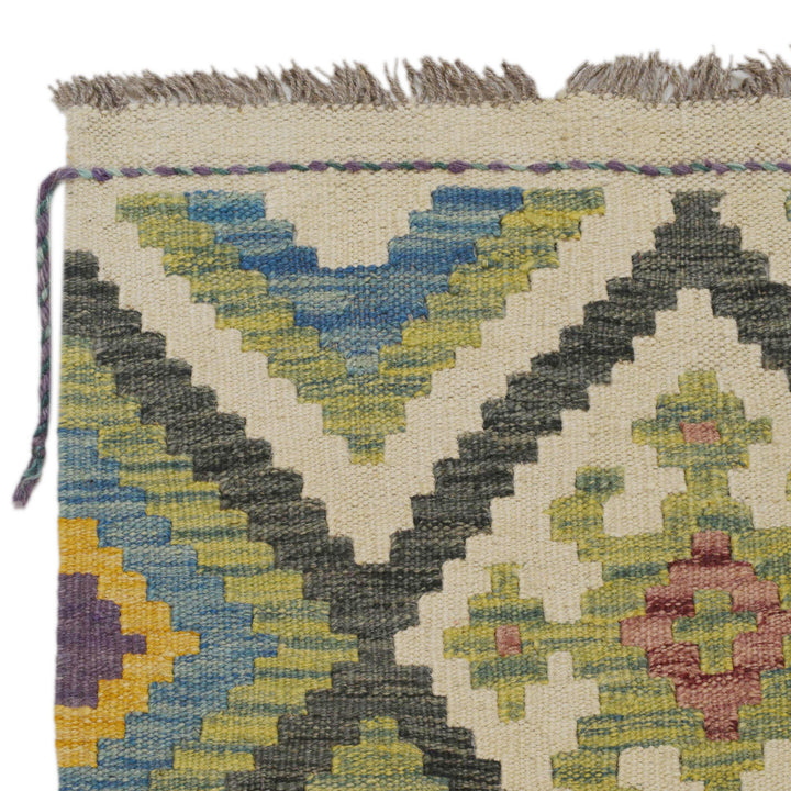 Multi Color ful Flat-Weave Wool Kilim Runner 2' 11" x 9' 8" - No. AL10999