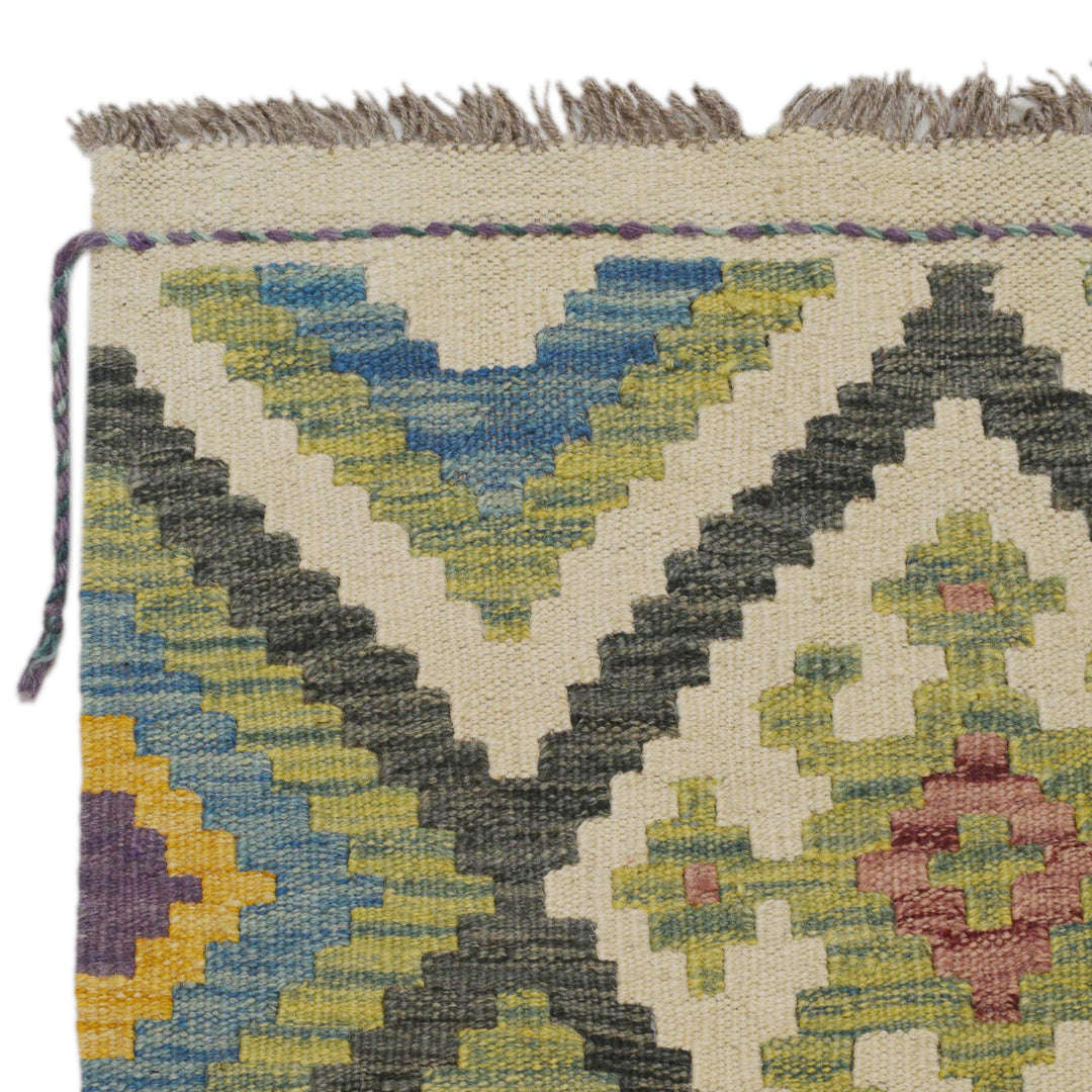 Multi Color ful Flat-Weave Wool Kilim Runner 2' 11" x 9' 8" - No. AL10999