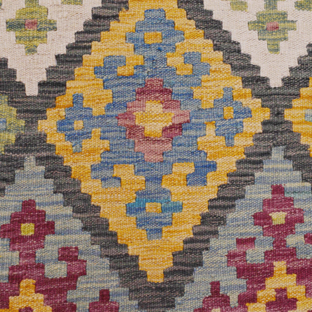 Multi Color ful Flat-Weave Wool Kilim Runner 2' 11" x 9' 8" - No. AL10999