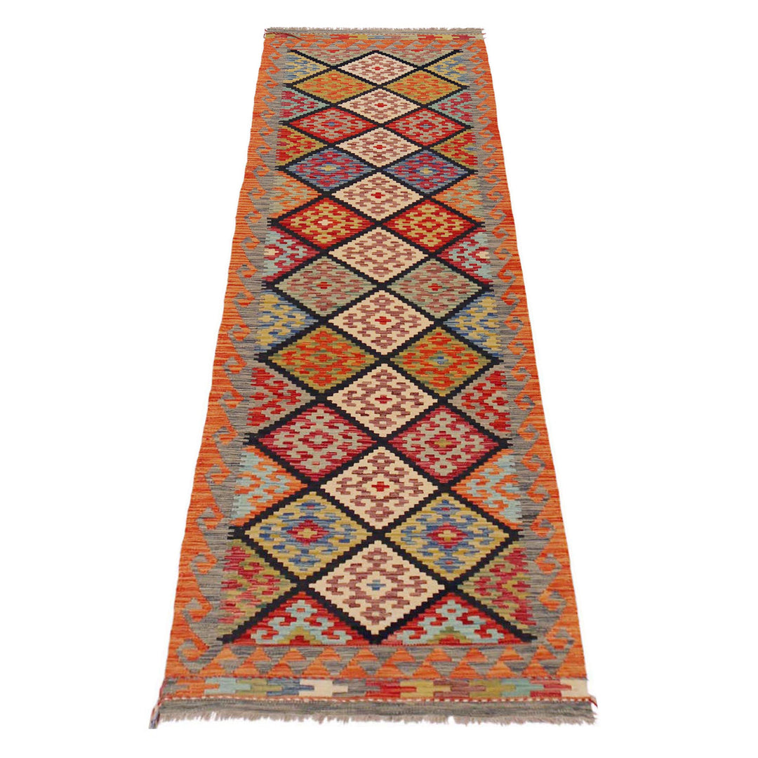 Hand Knotted Afghan Style Kilim Runner 2' 8" x 9' 9" - No. AL51802